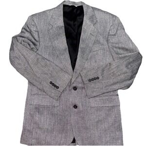 Christopher Hayes Parliament Blazer‎ 40R Mens Black White Herringbone Wool Silk